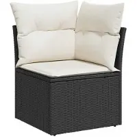 vidaXL 8-delige tuinmeubelset met kussens, zwart, polyrotan