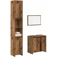 vidaXL 3-delige Badkamermeubelset bewerkt hout oud houtkleurig