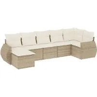 vidaXL 7-delige Loungeset met kussens poly rattan bruin
