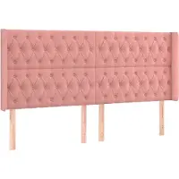 vidaXL Hoofdbord met randen 183x16x118/128 cm fluweel roze