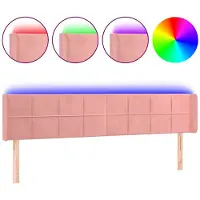 vidaXL Hoofdbord LED 183x16x78/88 cm fluweel roze