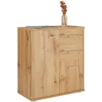 CARO-Möbel Commode LOCARNO met 2 deuren en 2 lades in Wotan-eik