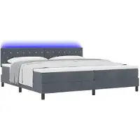 vidaXL LED Box Spring Bed met matras Donkergrijs 200 x 200 cm Fluweel