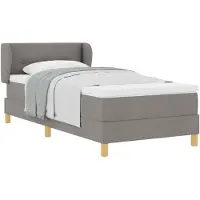 vidaXL Boxspring bed met hoofdeinde Taupe 90 x 190 cm Stof