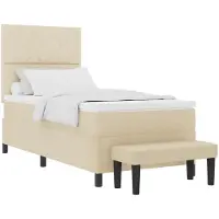 vidaXL Boxspring bed met kussen met hoofdeinde Crème 90 x 200 cm Stof