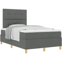 vidaXL Boxspring bed met hoofdeinde Donkergrijs 120 x 190 cm Stof