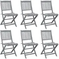 vidaXL Inklapbare stoelen 6 st met kussens massief acaciahout