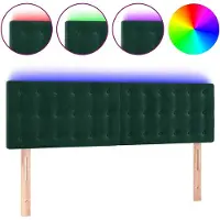 vidaXL Hoofdbord LED 144x5x78/88 cm fluweel donkergroen
