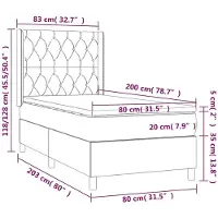 vidaXL Boxspring met matras stof crèmekleurig 80x200 cm