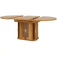 STILVORA Uitschuifbare Eettafel - Rond Naar Ovaal Met Opberglades En Glazen Fronten - Voor Eethoek En Woonkamer - MDF - 118-158x118x77 Cm - Walnoot