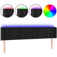 vidaXL Hoofdbord LED 183x16x78/88 cm fluweel zwart