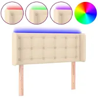 vidaXL Hoofdbord LED 93x16x78/88 cm stof crèmekleurig