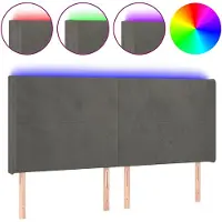 vidaXL Hoofdbord LED 163x16x118/128 cm fluweel donkergrijs