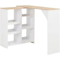 vidaXL Barkruk met verstelbaar plankje, wit, 138x39x110 cm