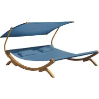Axi Ligbed Mallorca voor 2 personen van hout | Ligstoel XXL met dak voor de tuin | Loungeset met weerbestendig zonnedak in blauw