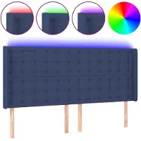 vidaXL Hoofdbord LED 163x16x118/128 cm stof blauw
