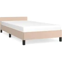vidaXL Bedframe met hoofdeinde, zonder matras, cappuccino, 100x200 cm