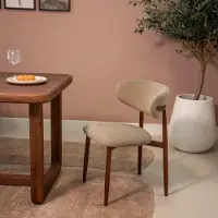 Giga Meubel Eetkamerstoel Alexia Taupe/Walnoot Faux Fur