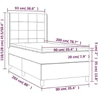 vidaXL Boxspring met matras stof crèmekleurig 90x200 cm