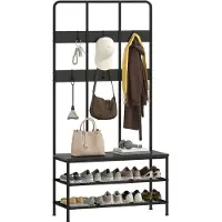 HOMCOM Hall Tree-Metall, Spanplatte-91L x 36B x 180H cm-Schwarz
