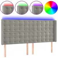 vidaXL Hoofdbord LED 183x16x118/128 cm fluweel lichtgrijs