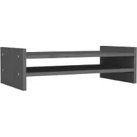 vidaXL Monitorstandaard 50x27x15 cm massief grenenhout grijs