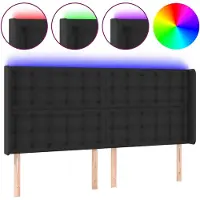 vidaXL Hoofdbord LED 183x16x118/128 cm kunstleer zwart