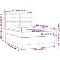 vidaXL Boxspring met matras stof taupe 140x190 cm
