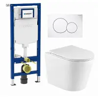 Geberit QeramiQ Dely Toiletset - UP320 inbouwreservoir - met Burda frame - witte bedieningsplaat - toilet - zitting - glans wit 0701131/0700518/SW1026255/SW1159504