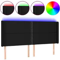 vidaXL Hoofdbord LED 203x16x118/128 cm stof zwart