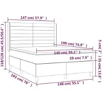vidaXL Boxspring met matras stof blauw 140x190 cm