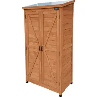 Axi Hugo houten opbergkast Coffee Bruin - Tuinkast met Verzinkt dak - 3 legplanken en bodem - FSC hout - Magneetsluiting - 85x52x174cm