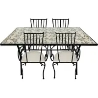 Axi Leonie 5-delige Mozaïek Bistroset Romantische Roos | Bistro Set met tafel & 4 stoelen | Balkonset van metaal & Mozaïek design