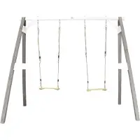 Axi Dubbele Schommel van hout in grijs & wit | Vrijstaande schommel voor kinderen met houten schommelzitjes | Schommelset dubbel voor tuin / buiten