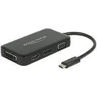DeLOCK USB 2.0 Adapter [1x USB-C stekker - 1x VGA-bus, HDMI-bus, DVI-bus 24+5-polig, DisplayPort bus] 63929 0.15 m