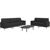 vidaXL 2-delige Loungeset met sierkussens stof zwart