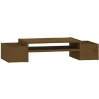 vidaXL Monitorstandaard 70x27,5x15 cm massief grenenhout honingbruin