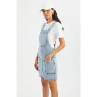 Hiccups for Kids Denim Overall Mini-jurk met Pocket-detail