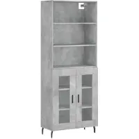 vidaXL Hoge kast, betonkleur, 69,5 x 34 x 180 cm, houtvezelplaat
