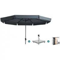 Madison Syros Luxe stokparasol Ø350 cm. - Grey met Sevilla voet en hoes