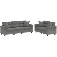vidaXL 2-delige Loungeset met kussens microvezelstof donkergrijs