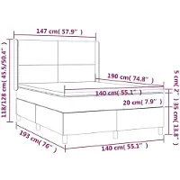 vidaXL Boxspring met matras stof blauw 140x190 cm