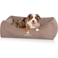 Knuffelwuff orthopedisch hondenbed met omkeerbaar kussen Baltimore 100x70 cm beige