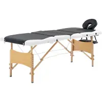vidaXL Massagetafel inklapbaar 4 zones hout zwart en wit