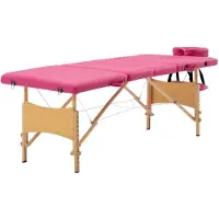 vidaXL Massagetafel inklapbaar 4 zones hout roze