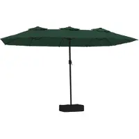 vidaXL Parasol dubbel dak met LED 449x265 cm groen