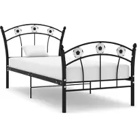 vidaXL Enkele bed met voetbaldesign, zwart, metalen frame, 90x200 cm
