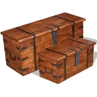 vidaXL 2-delige Opbergkistenset massief hout