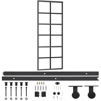 vidaXL Schuifdeur met beslag 76x205 cm aluminium en ESG-glas