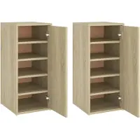 vidaXL Schoenenkasten 2 st 32x35x70 cm spaanplaat sonoma eikenkleurig